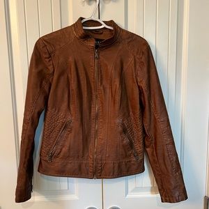 Guess brown leather jacket